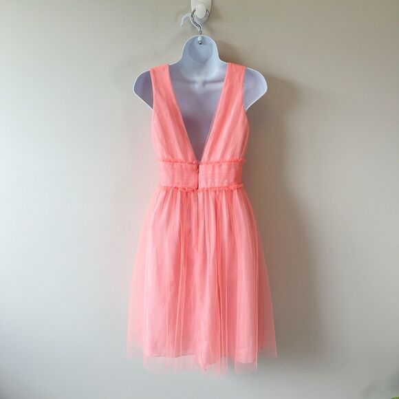 J. Crew Lynette Tulle Cocktail Dress Neon Coral Cocktail Balletcore Size 00 $228 - Picture 5 of 15